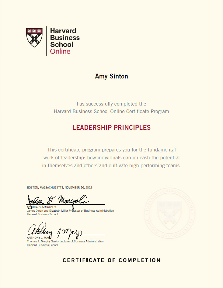 Harvard Business School Online Certification